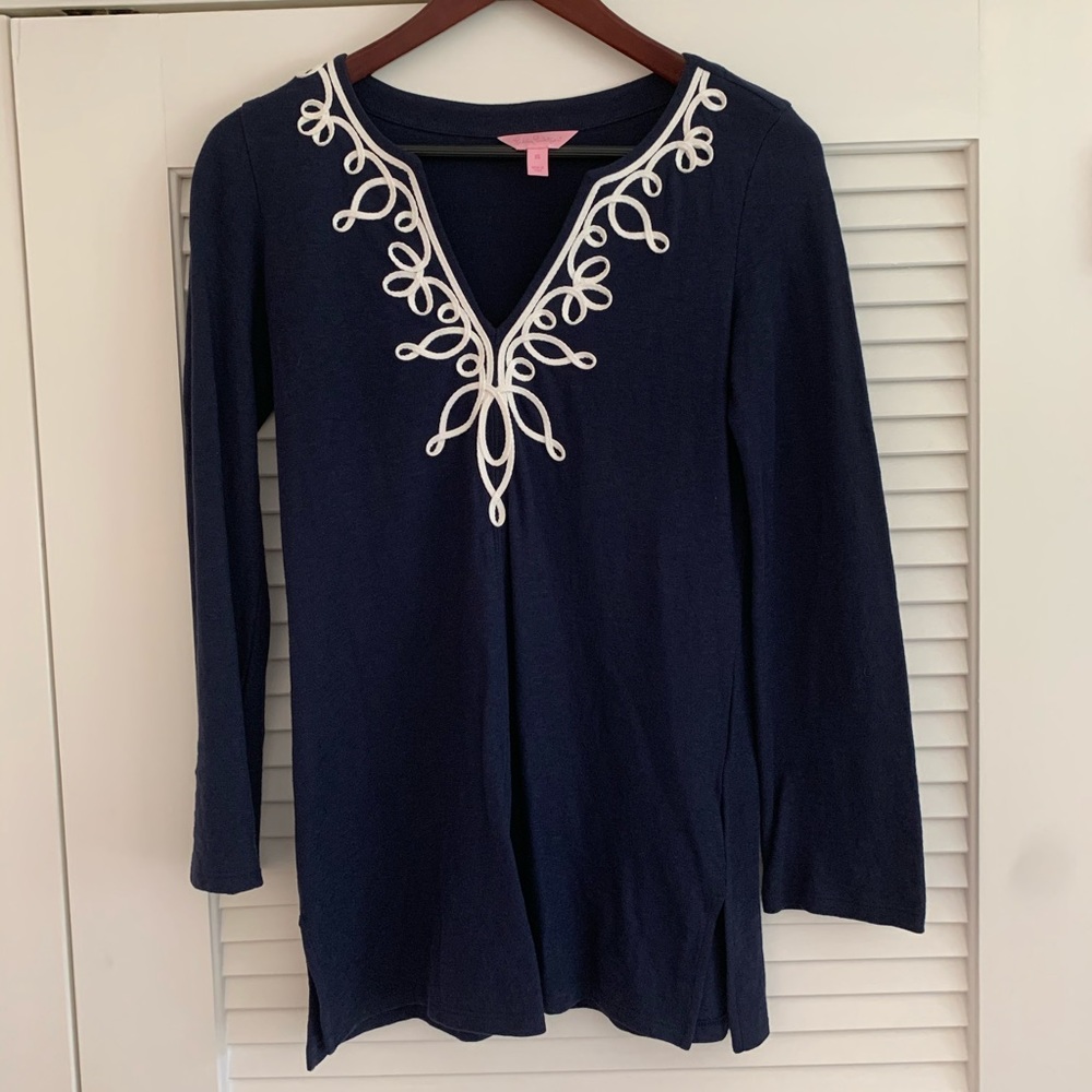 Lilly Pulitzer Navy Tunic Sweater